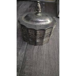 Vintage 1991 Godinger Silver Plated Red Velvet Lined Jewelry Trinket Box w/ Lid